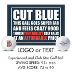 One Dozen Custom Cut Blue Balls With a Custom Logo Ball and Personalized Text Ball