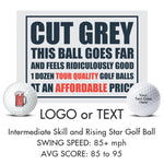 One Dozen Custom Cut Grey Balls With a Custom Logo Ball and Personalized Text Ball